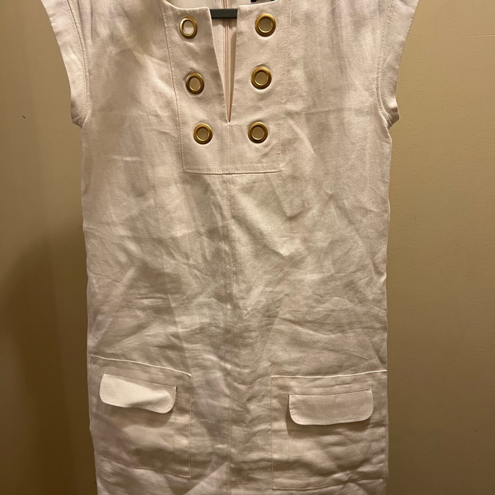 J Crew Cream Linen Dress Size 00 Petite